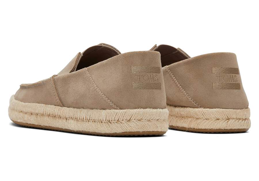 Alonso Taupe Suede Rope Loafer Back View Opens in a modal