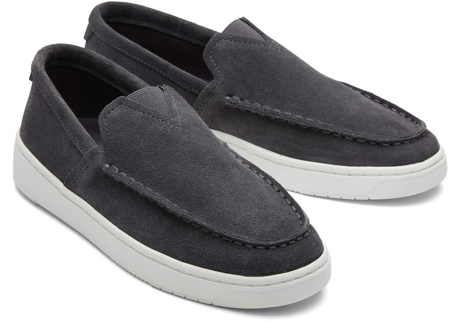 TRVL LITE Grey Suede Loafer Front View Opens in a modal