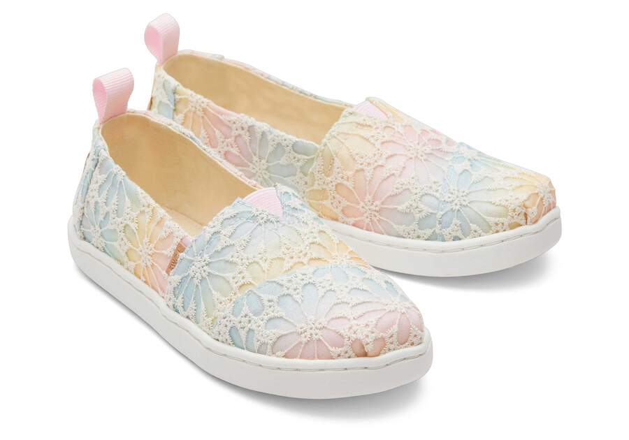 Youth Alpargata Ombre Floral Lace Kids Shoe Front View Opens in a modal
