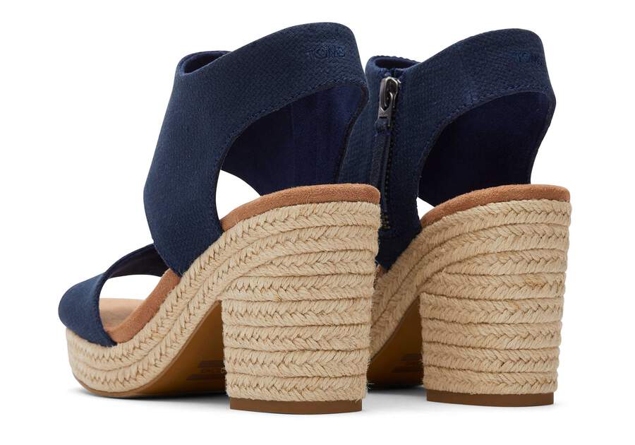 Majorca Rope Navy Platform Sandal Back View Opens in a modal