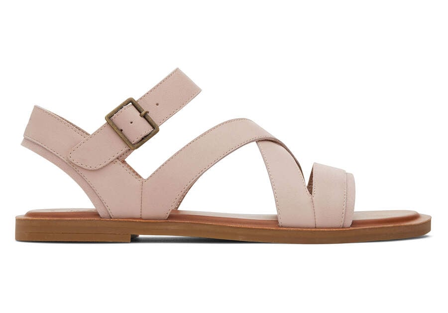Sloane Pink Leather Strappy Sandal Side View Opens in a modal