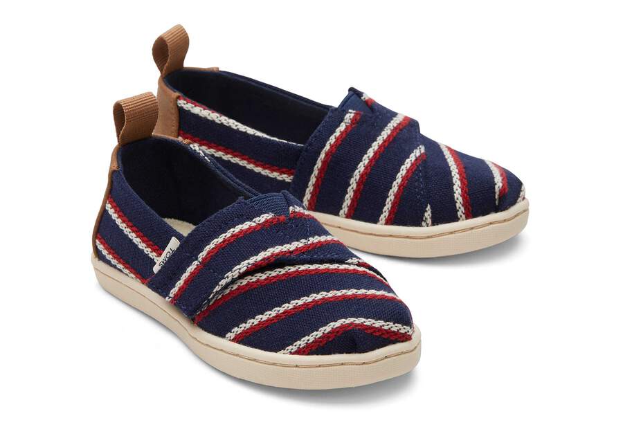 Alpargata Navy Stripes Toddler Shoe Front View Opens in a modal