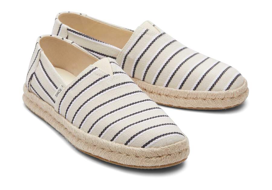 Alpargata Cream Woven Stripes Rope 2.0 Espadrille Front View Opens in a modal