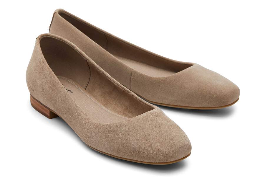 Briella Taupe Suede Flat Front View