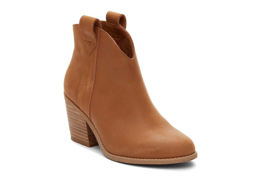 Constance Tan Leather Heeled Boot Additional View 1 Opens in a modal