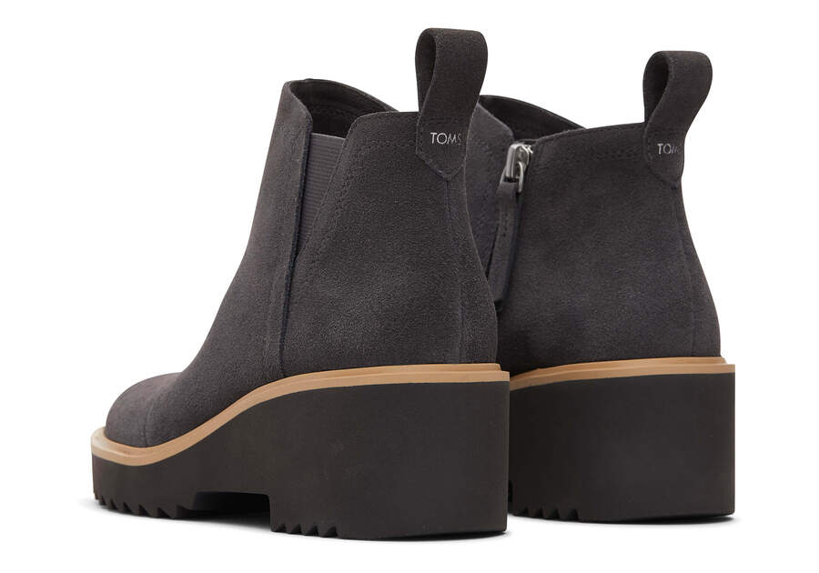 Maude Forged Iron Suede Wedge Boot Back View Opens in a modal