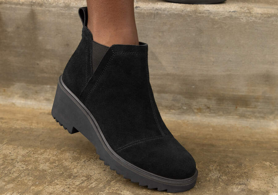 Maude Black Suede Wedge Boot Additional View 2