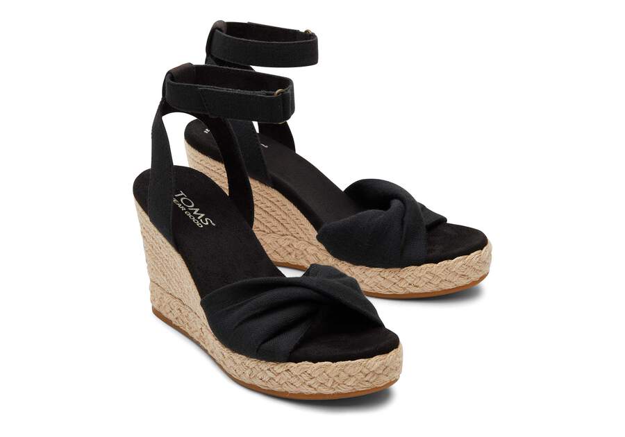Marisela Black Wedge Sandal Front View Opens in a modal