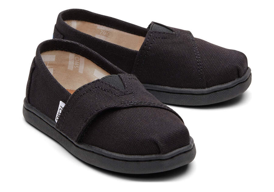 Tiny Alpargata Black Canvas Toddler Shoe Front View Opens in a modal