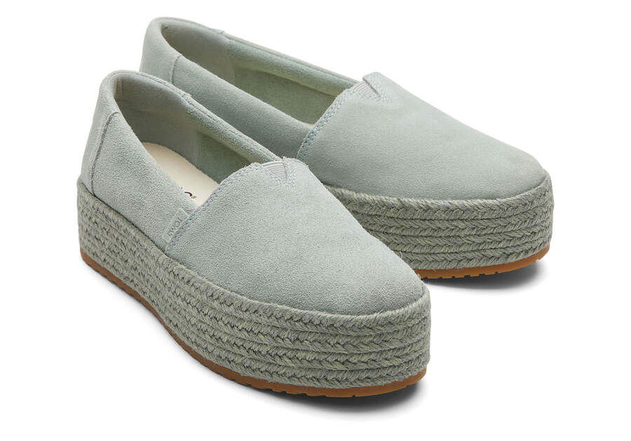 Valencia Sage Suede Platform Espadrille  Front View Opens in a modal