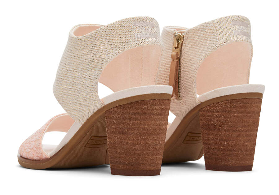 Gearceerd staan Mis Women's Peach Majorca Cutout Heel Metallic Sandal | TOMS