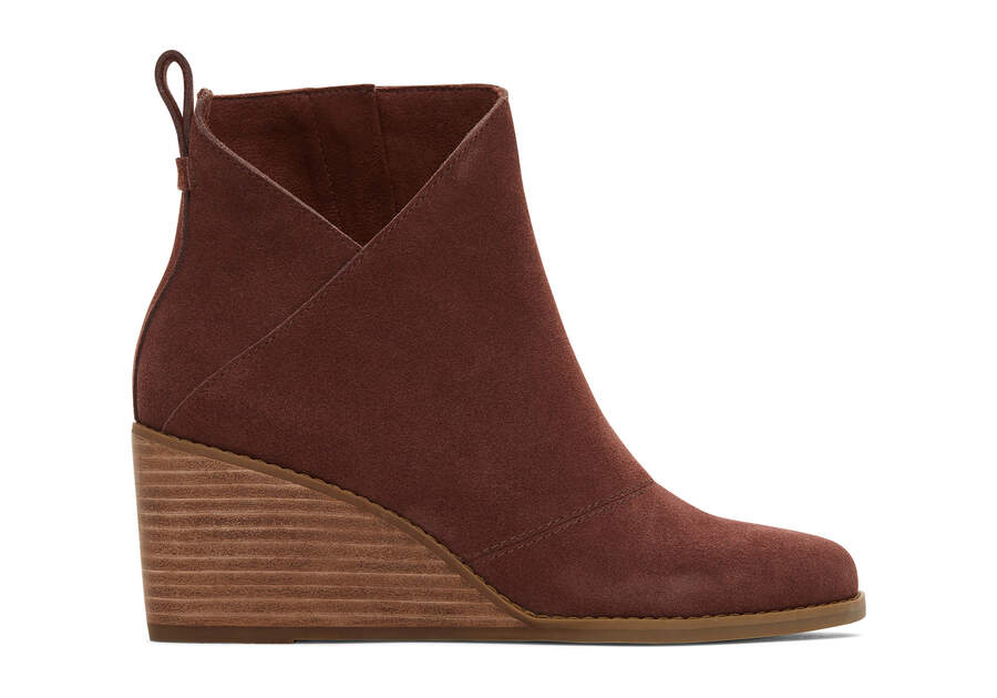 Sutton Chestnut Suede Wedge Boot Side View Opens in a modal