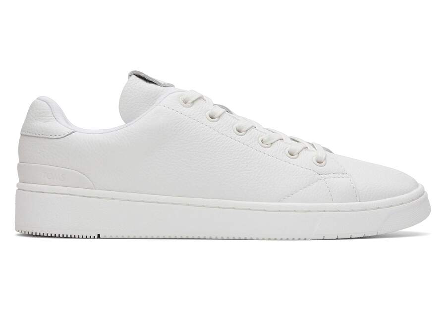 TRVL LITE White Leather Lace-Up Sneaker Side View Opens in a modal