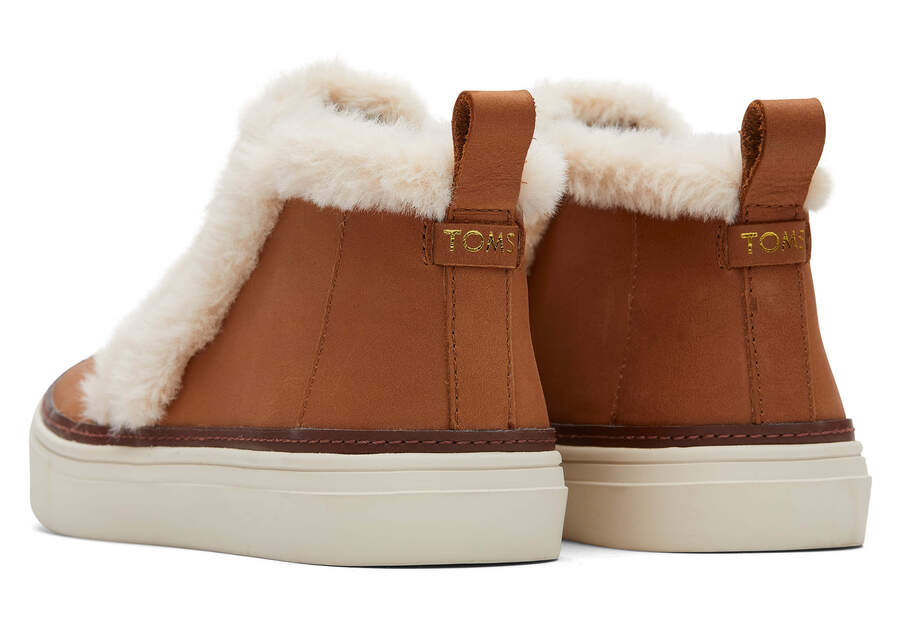 Bryce Brown Leather Faux Fur Slip On Sneaker Back View