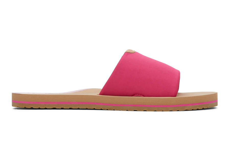 Carly Pink Jersey Slide Sandal Side View Opens in a modal