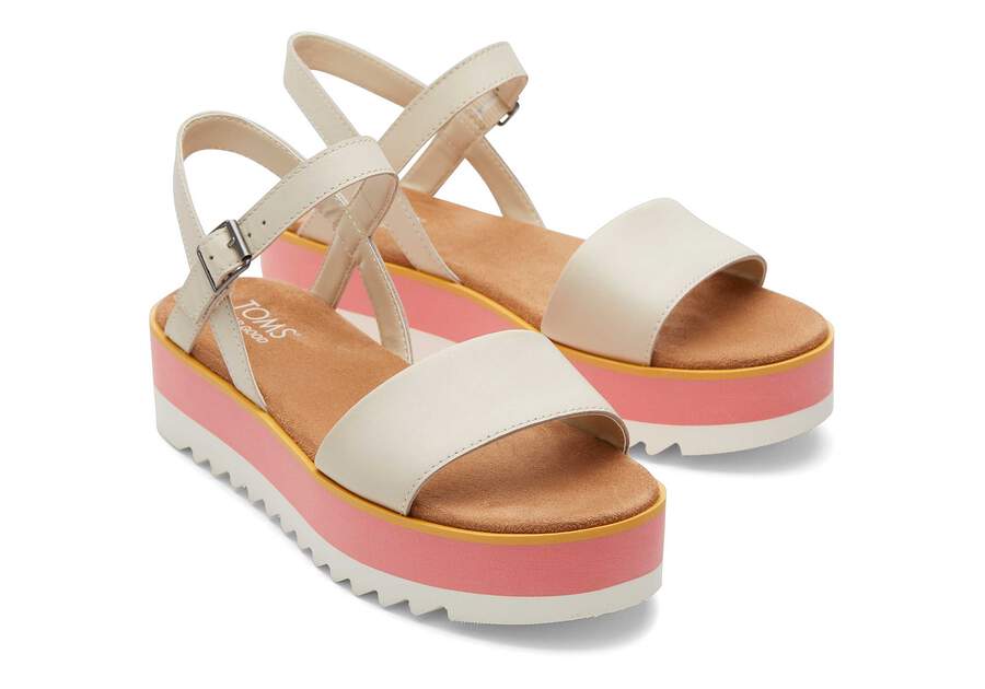 Brynn Cream Leather Platform Sandal Front View Opens in a modal
