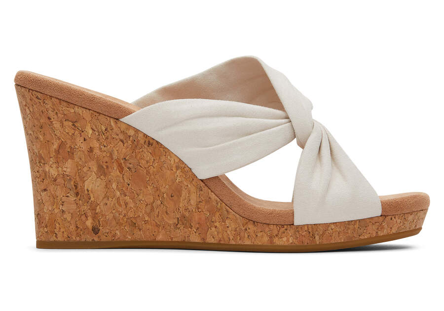 Serena White Cork Wedge Sandal Side View Opens in a modal