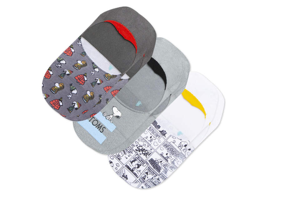 TOMS X Peanuts® Joe Cool Ultimate No Show Socks 3 Pack Front View