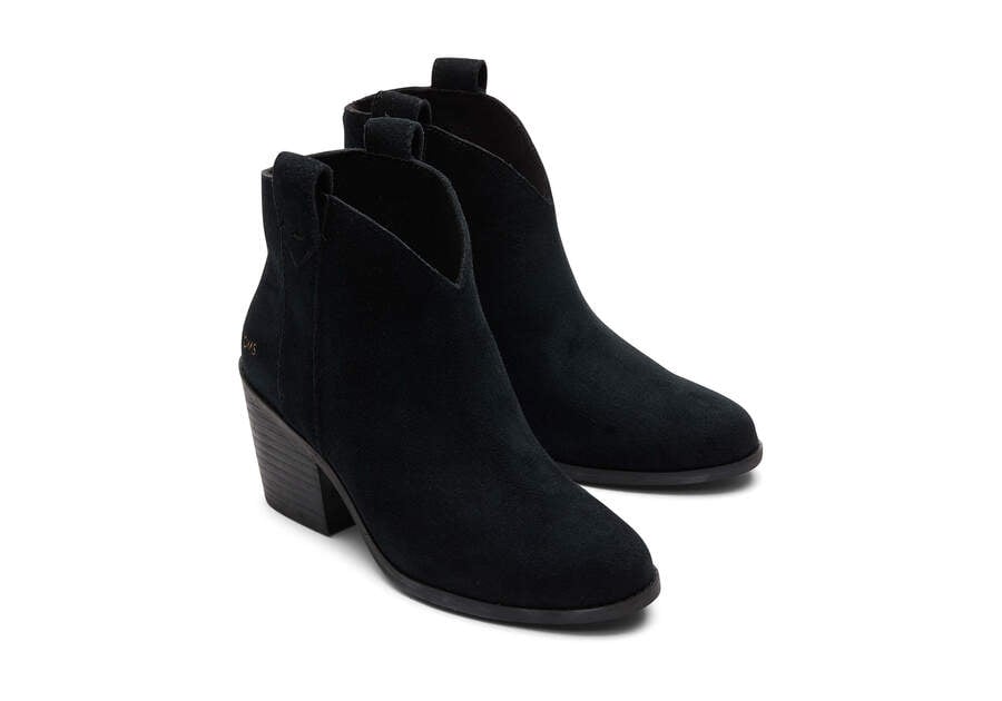 Constance Black Suede Heeled Boot Front View