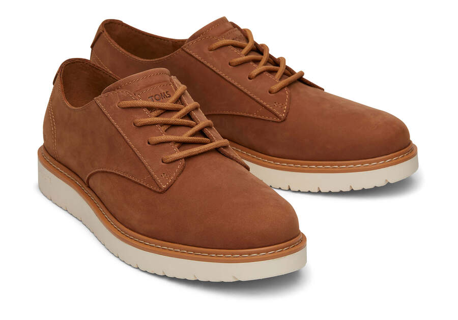 Men's Brown Leather Navi TRVL Lite Oxford Sneakers | TOMS