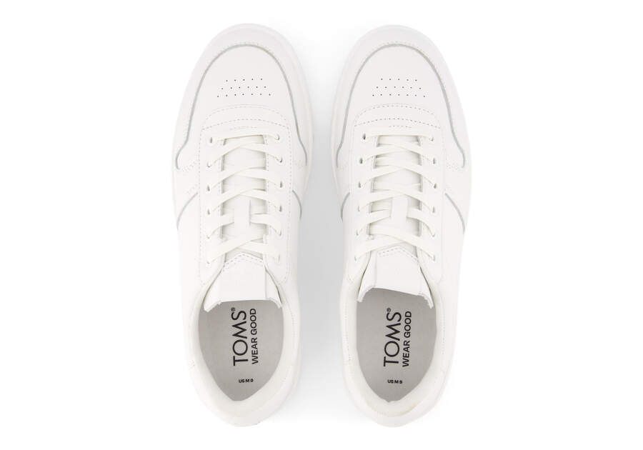 TRVL LITE Court White Leather Sneaker Top View Opens in a modal