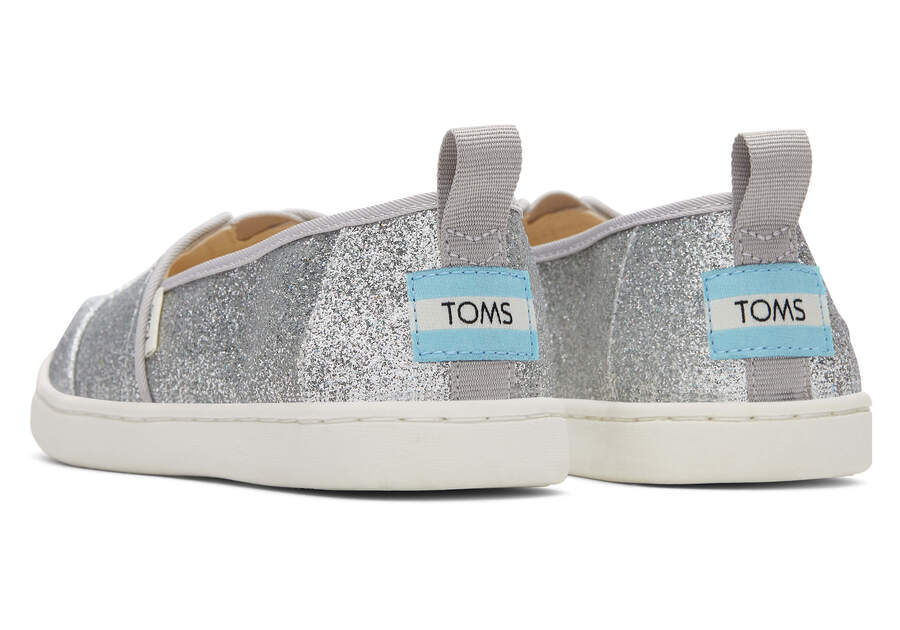 Youth Alpargata Silver Glimmer Kids Shoe Back View Opens in a modal