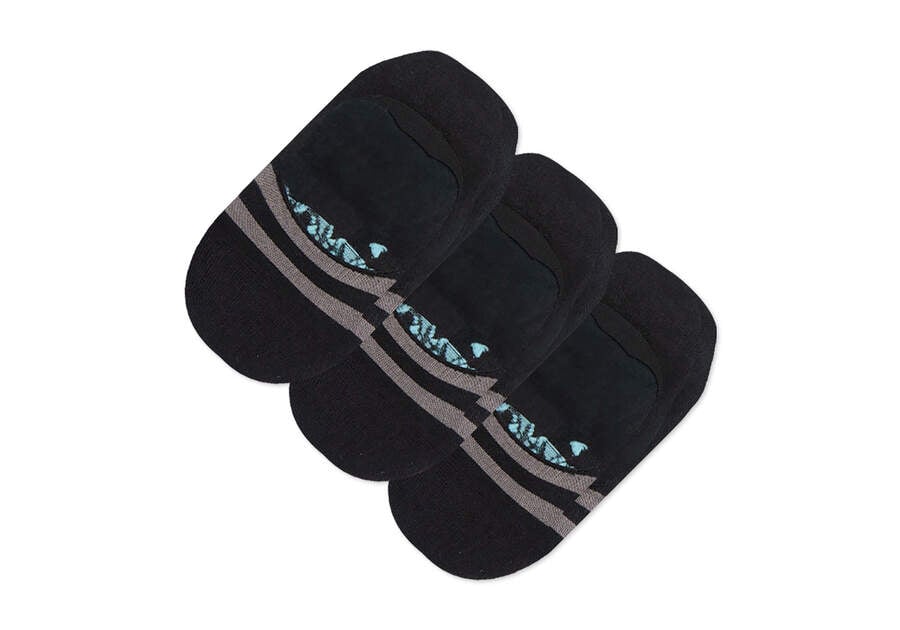 Ultimate No Show Socks Black 3 Pack Front View