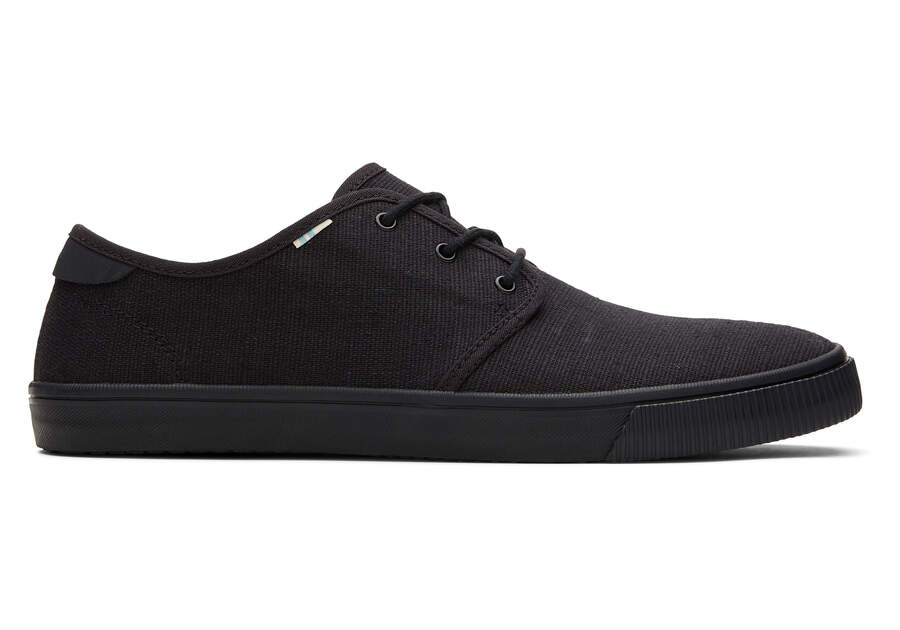 Carlo All Black Heritage Canvas Lace-Up Sneaker Side View Opens in a modal