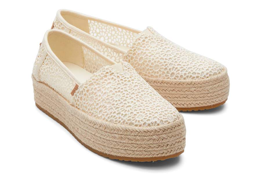 Valencia Natural Moroccan Crochet Platform Espadrille Front View Opens in a modal