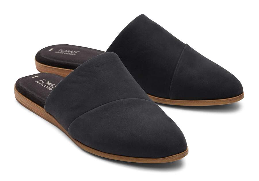 Jade Black Leather Slip On Flat Front View Opens in a modal