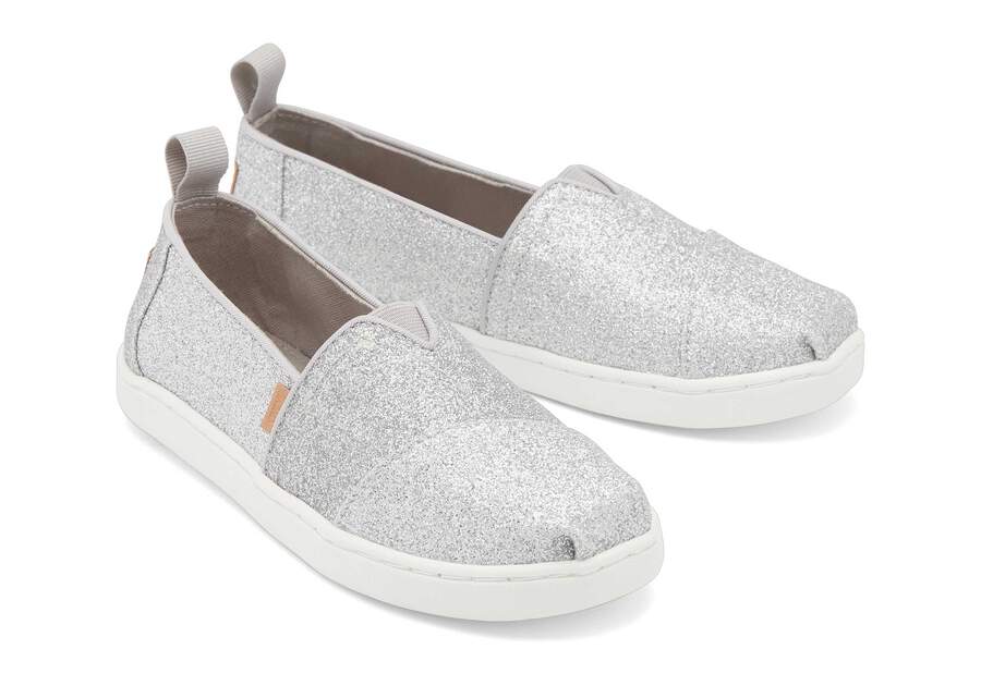 Youth Alpargata Silver Glimmer Kids Shoe Front View Opens in a modal