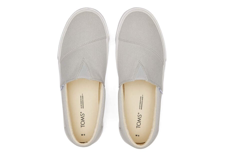 Fenix Platform Grey Canvas Slip On Sneaker Top View Opens in a modal