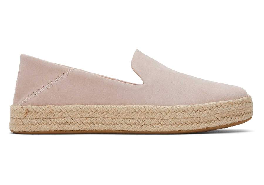 Carolina Pink Suede Espadrille Side View Opens in a modal