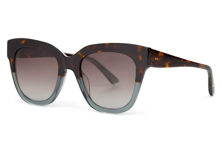 Sloane Tortoise Ocean Grey Fade Handcrafted Sunglasses Side View Opens in a modal