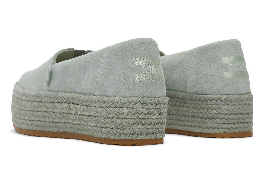 Valencia Sage Suede Platform Espadrille  Back View Opens in a modal