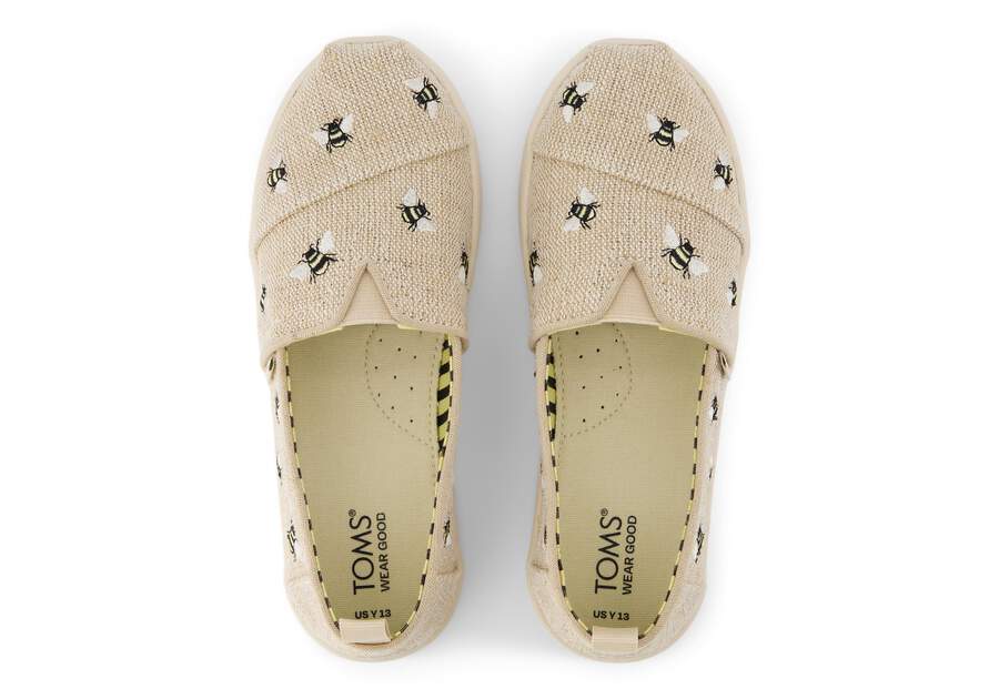 Youth Alpargata Embroidered Bees Kids Shoe Top View Opens in a modal