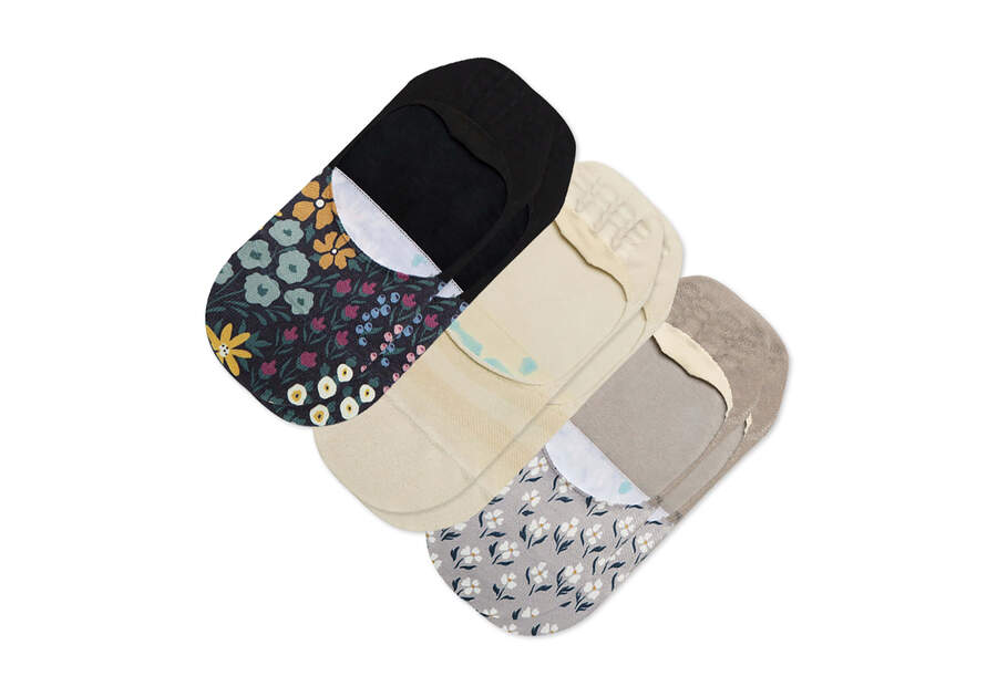 Classic No Show Socks Ditzy Floral 3 Pack Front View Opens in a modal