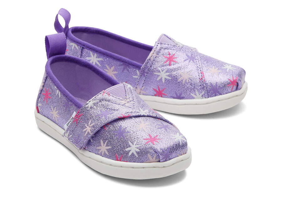 Tiny Alpargata Purple Stars Toddler Shoe Front View Opens in a modal