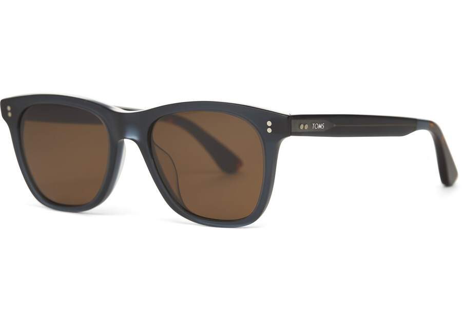 Fitzpatrick Black Teal Handcrafted Sunglasses Side View Opens in a modal
