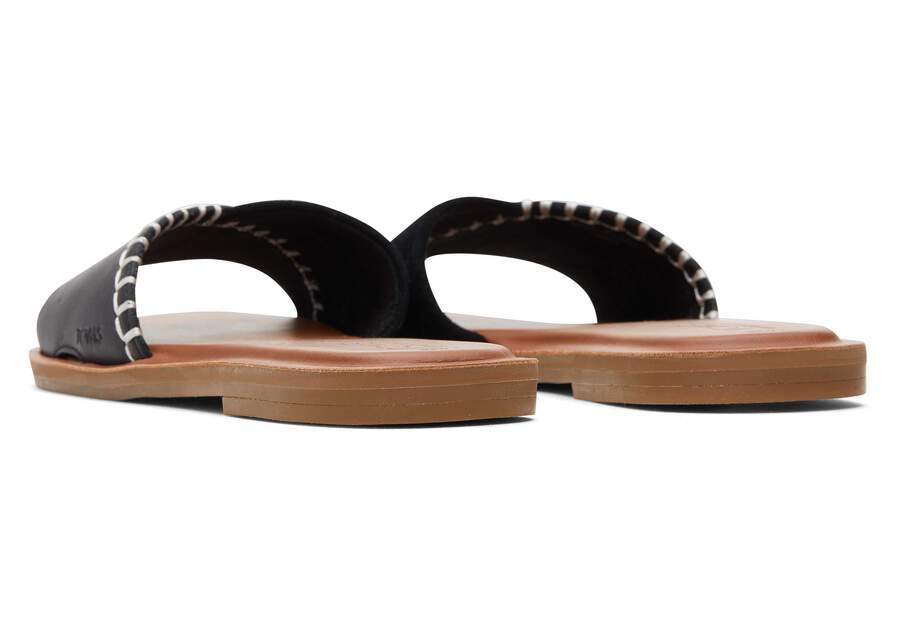 Shea Black Leather Slide Sandal Back View Opens in a modal