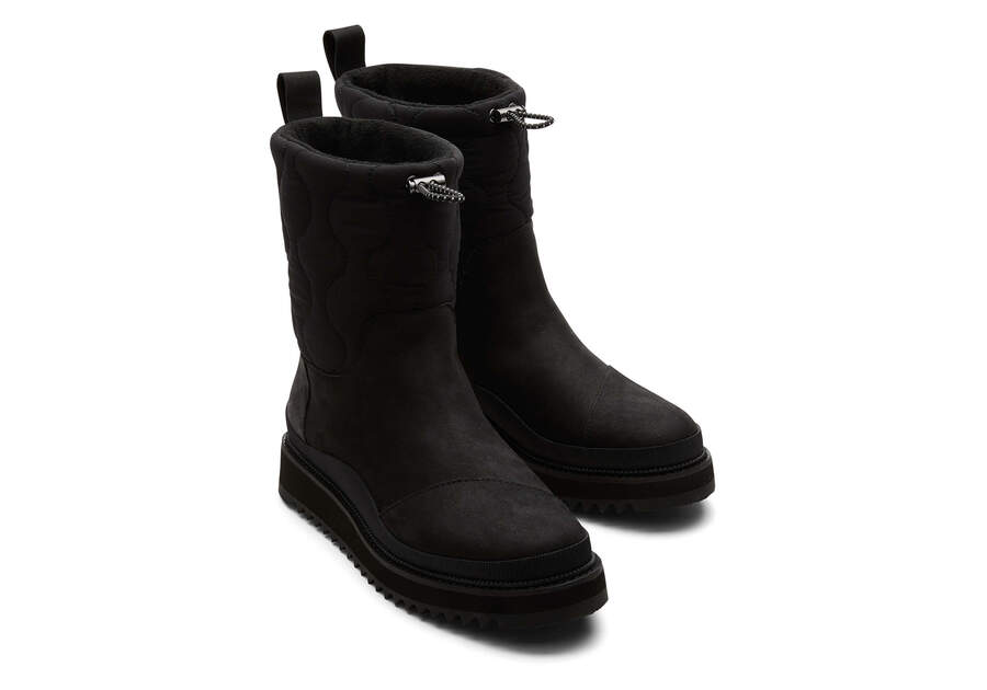Makenna Black Water Resistant Leather Boot Front View Opens in a modal