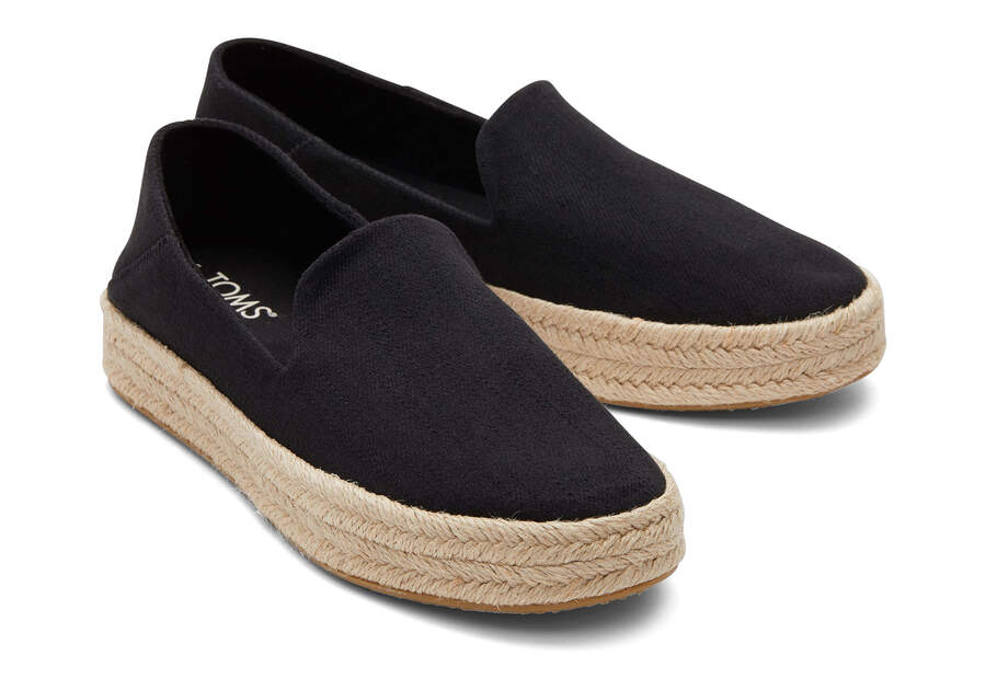 Carolina Black Twill Espadrille Front View Opens in a modal