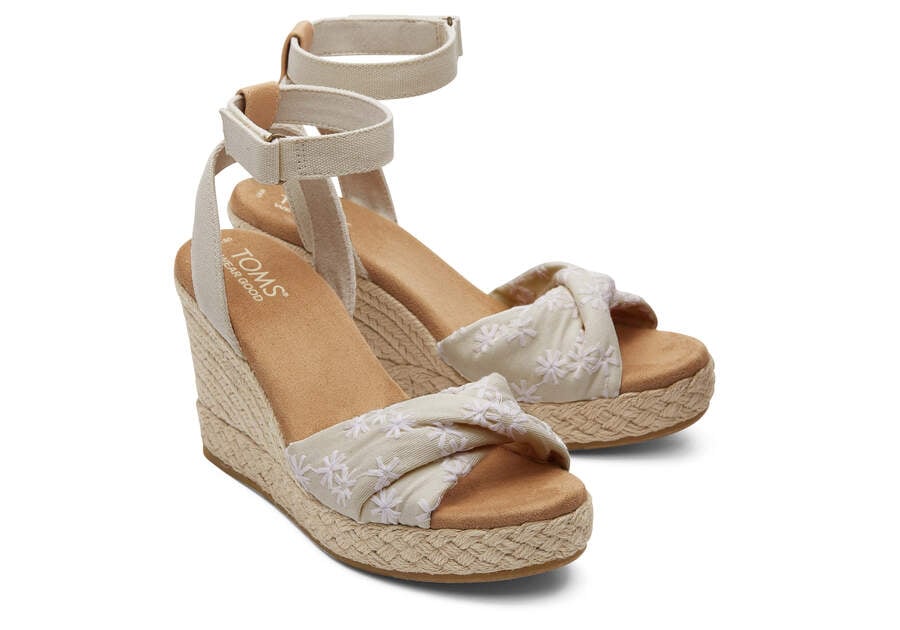 Marisela Floral Embroidered Wedge Sandal Front View Opens in a modal