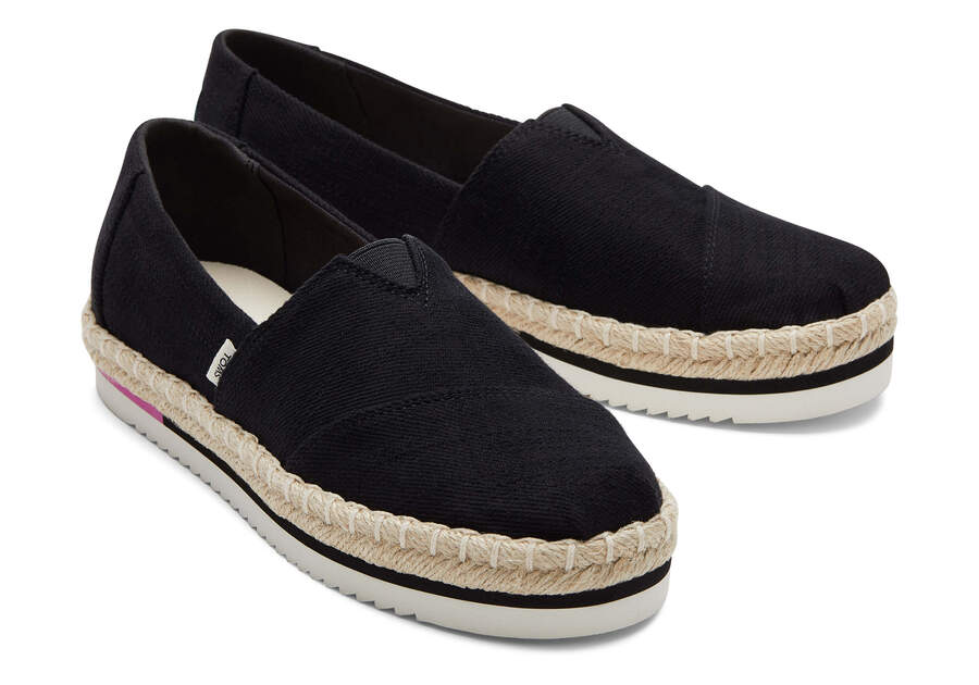 Alpargata Platform Rope Black Espadrille Front View Opens in a modal