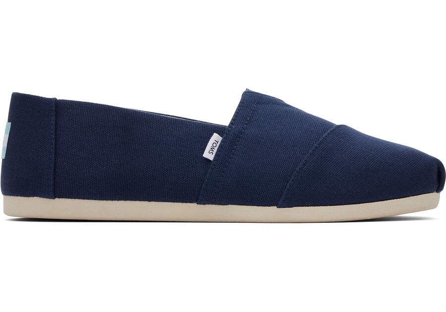 Alpargata Navy Recycled Cotton Canvas Side View Opens in a modal