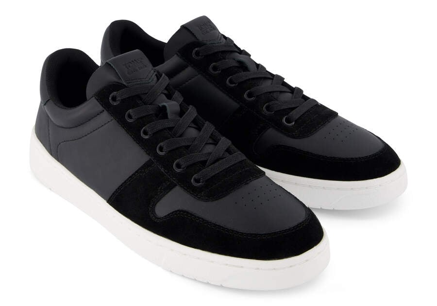 TRVL LITE Court Black Leather Sneaker Front View Opens in a modal