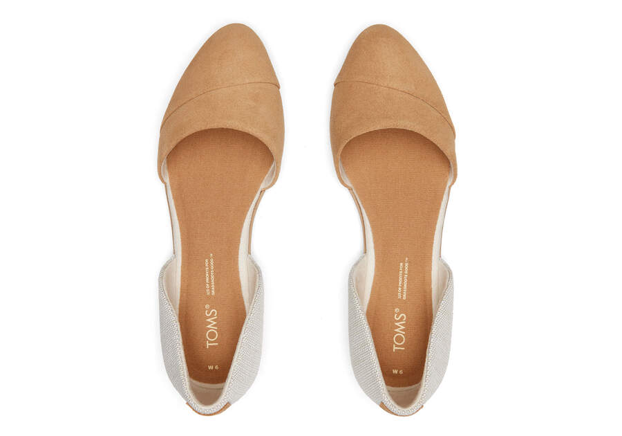 Jutti D'Orsay Tan Suede Leather Flat Top View Opens in a modal