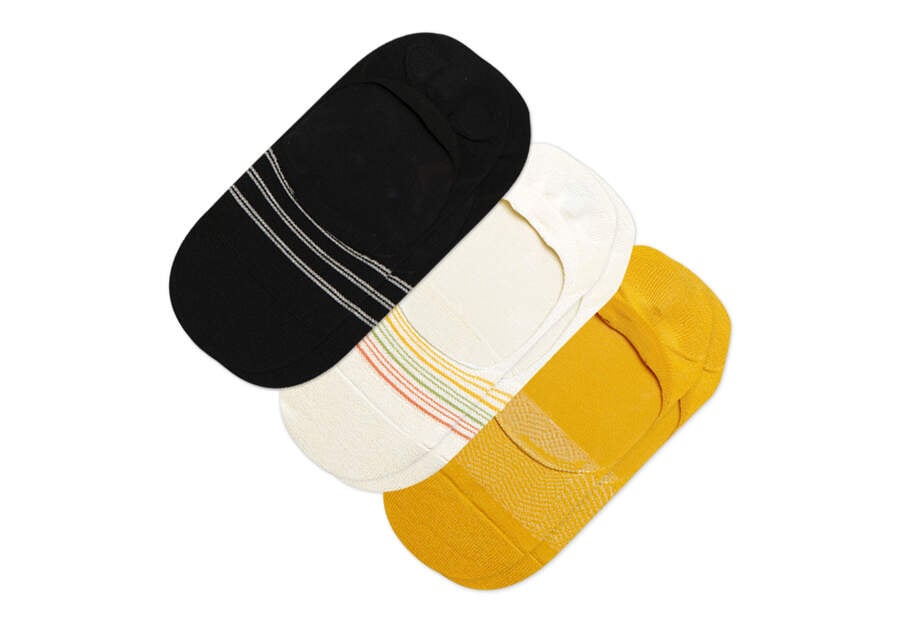 Classic No Show Socks Chevron Yellow 3 Pack Front View Opens in a modal