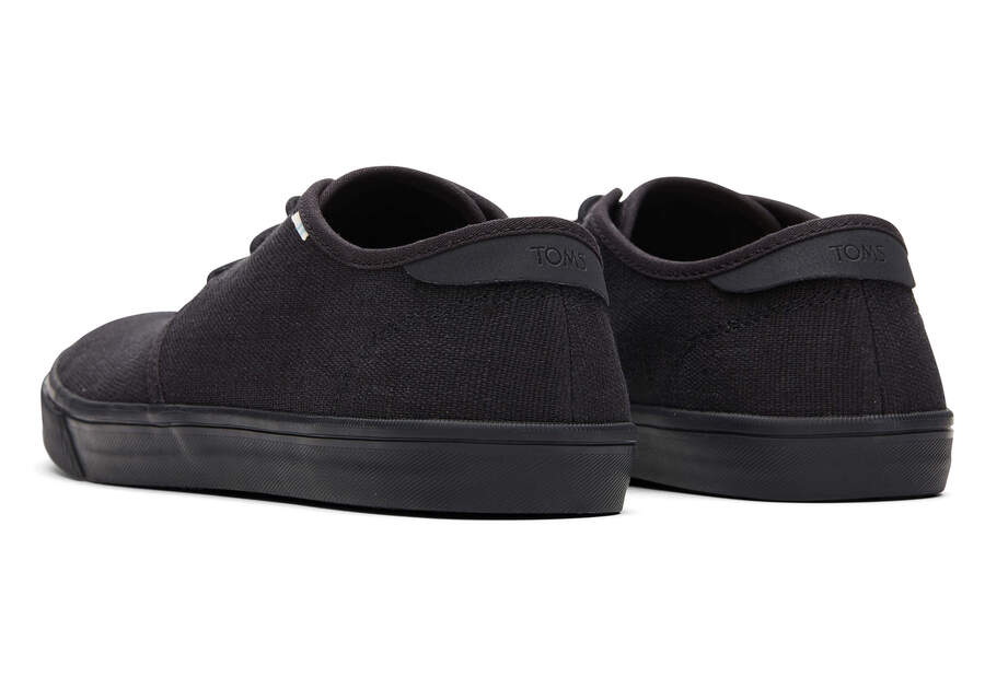 Carlo All Black Heritage Canvas Lace-Up Sneaker Back View Opens in a modal