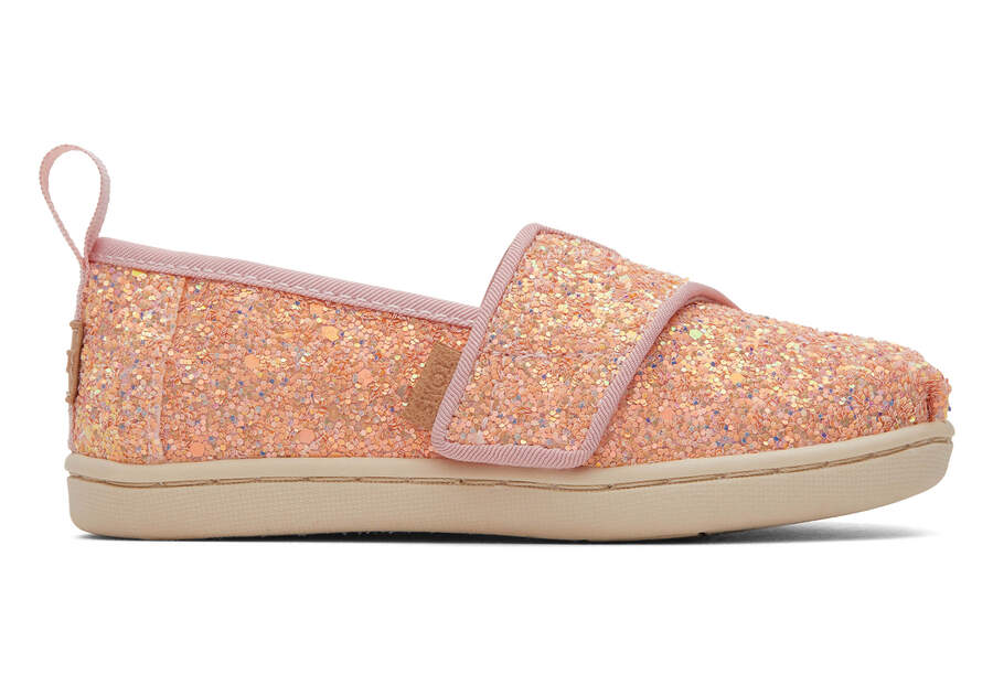 Tiny Alpargata Pink Glitter Toddler Shoe Side View Opens in a modal
